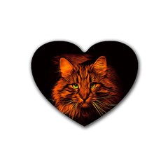 Cat Digiart Artistically Cute Rubber Coaster (heart)  by Simbadda