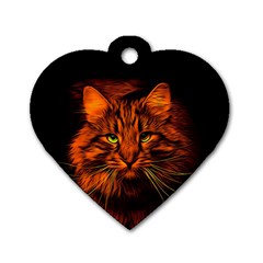 Cat Digiart Artistically Cute Dog Tag Heart (two Sides) by Simbadda