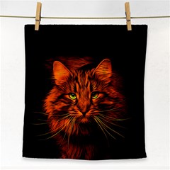 Cat Digiart Artistically Cute Face Towel by Simbadda