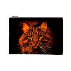 Cat Digiart Artistically Cute Cosmetic Bag (large)  by Simbadda