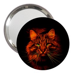 Cat Digiart Artistically Cute 3  Handbag Mirrors by Simbadda