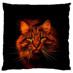 Cat Digiart Artistically Cute Large Flano Cushion Case (one Side) by Simbadda