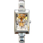 tiger Watercolor Colorful Animal Rectangle Italian Charm Watch Front