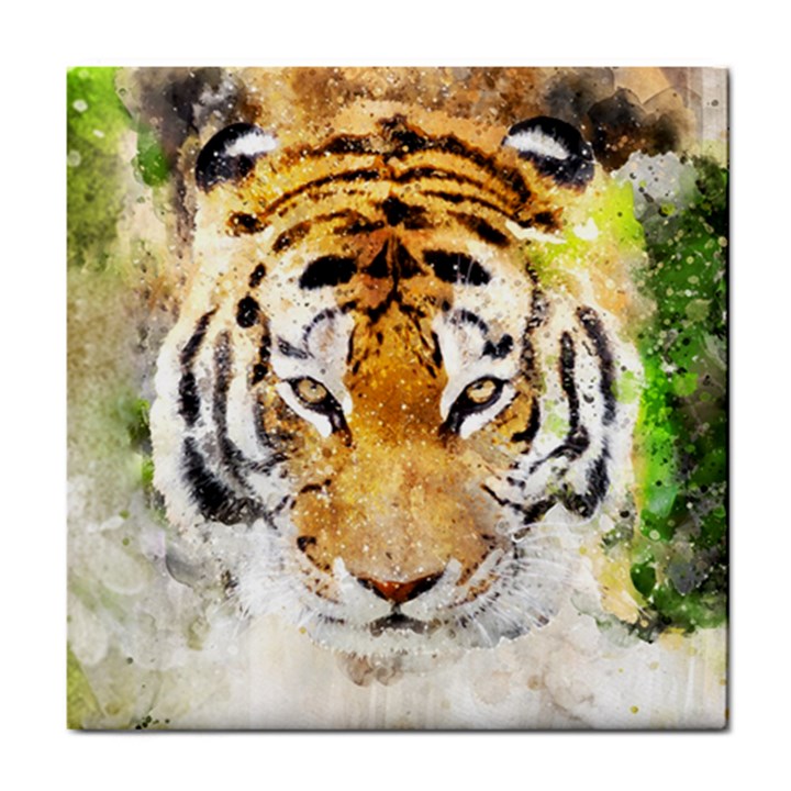 tiger Watercolor Colorful Animal Tile Coasters