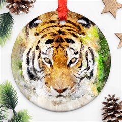 Tiger Watercolor Colorful Animal Ornament (round) by Simbadda