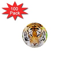 Tiger Watercolor Colorful Animal 1  Mini Buttons (100 Pack)  by Simbadda