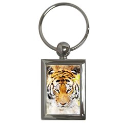 Tiger Watercolor Colorful Animal Key Chains (rectangle) 