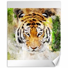 Tiger Watercolor Colorful Animal Canvas 11  X 14   by Simbadda