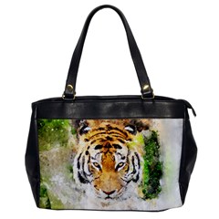 Tiger Watercolor Colorful Animal Office Handbags by Simbadda