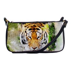 Tiger Watercolor Colorful Animal Shoulder Clutch Bags by Simbadda