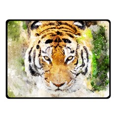 Tiger Watercolor Colorful Animal Fleece Blanket (small) by Simbadda