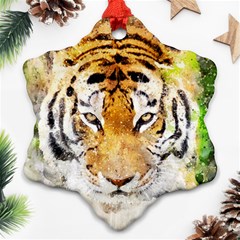 Tiger Watercolor Colorful Animal Snowflake Ornament (two Sides)