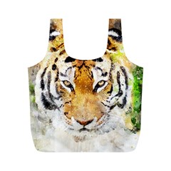 Tiger Watercolor Colorful Animal Full Print Recycle Bags (m)  by Simbadda