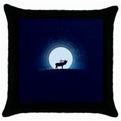 Moon Hirsch Wild Nature Antler Throw Pillow Case (black) by Simbadda