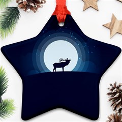 Moon Hirsch Wild Nature Antler Star Ornament (two Sides) by Simbadda