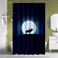 Moon Hirsch Wild Nature Antler Shower Curtain 48  X 72  (small)  by Simbadda