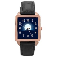 Moon Hirsch Wild Nature Antler Rose Gold Leather Watch  by Simbadda