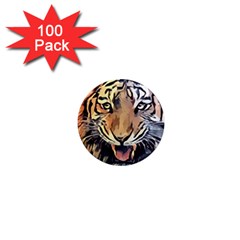 Tiger Animal Teeth Nature Design 1  Mini Magnets (100 Pack)  by Simbadda