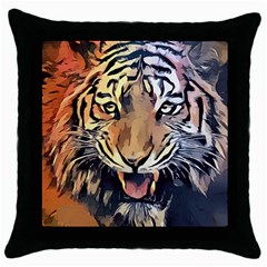 Tiger Animal Teeth Nature Design Throw Pillow Case (black) by Simbadda