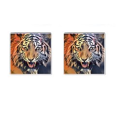 Tiger Animal Teeth Nature Design Cufflinks (square) by Simbadda