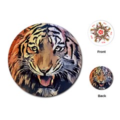 Tiger Animal Teeth Nature Design Playing Cards (round) 