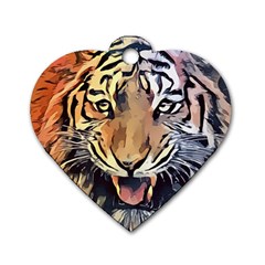 Tiger Animal Teeth Nature Design Dog Tag Heart (one Side) by Simbadda