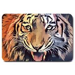 Tiger Animal Teeth Nature Design Large Doormat  by Simbadda