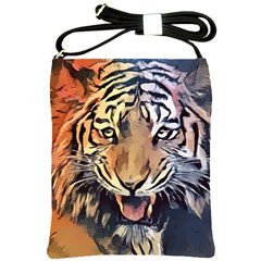 Tiger Animal Teeth Nature Design Shoulder Sling Bags by Simbadda