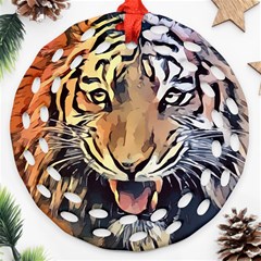 Tiger Animal Teeth Nature Design Ornament (round Filigree)