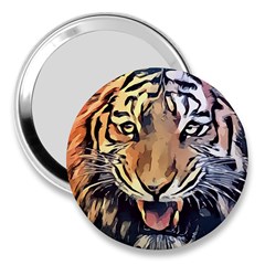 Tiger Animal Teeth Nature Design 3  Handbag Mirrors by Simbadda