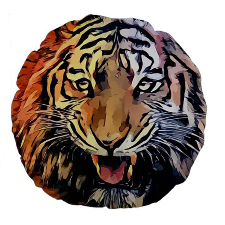 Tiger Animal Teeth Nature Design Large 18  Premium Round Cushions