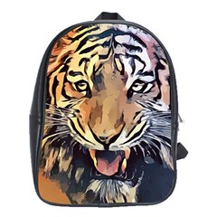 Tiger Animal Teeth Nature Design School Bag (xl) by Simbadda