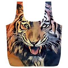 Tiger Animal Teeth Nature Design Full Print Recycle Bags (l)  by Simbadda