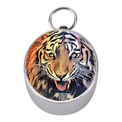 Tiger Animal Teeth Nature Design Mini Silver Compasses