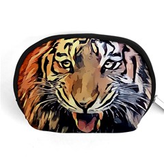 Tiger Animal Teeth Nature Design Accessory Pouches (medium)  by Simbadda