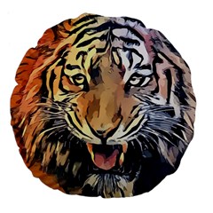 Tiger Animal Teeth Nature Design Large 18  Premium Flano Round Cushions