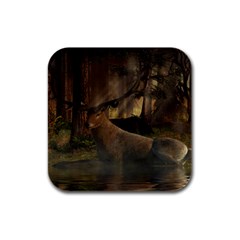 Mammal Nature Wood Tree Waters Rubber Square Coaster (4 Pack)  by Simbadda