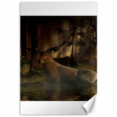 Mammal Nature Wood Tree Waters Canvas 12  X 18   by Simbadda