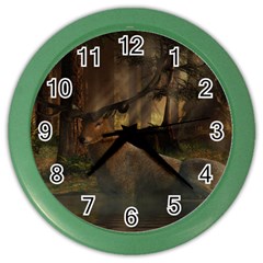 Mammal Nature Wood Tree Waters Color Wall Clocks by Simbadda