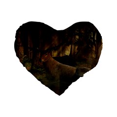 Mammal Nature Wood Tree Waters Standard 16  Premium Flano Heart Shape Cushions by Simbadda