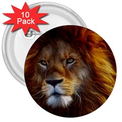 Fractalius Big Cat Animal 3  Buttons (10 Pack)  by Simbadda