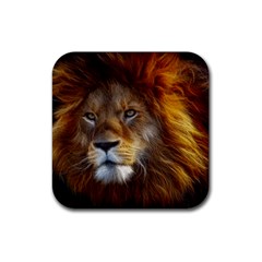 Fractalius Big Cat Animal Rubber Coaster (square)  by Simbadda