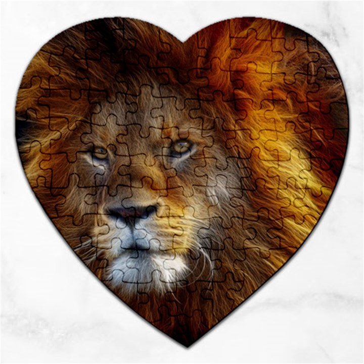 Fractalius Big Cat Animal Jigsaw Puzzle (Heart)