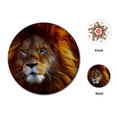 Fractalius Big Cat Animal Playing Cards (round)  by Simbadda