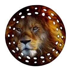 Fractalius Big Cat Animal Round Filigree Ornament (two Sides) by Simbadda