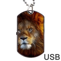 Fractalius Big Cat Animal Dog Tag Usb Flash (two Sides) by Simbadda