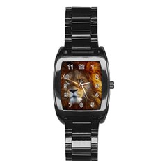 Fractalius Big Cat Animal Stainless Steel Barrel Watch by Simbadda