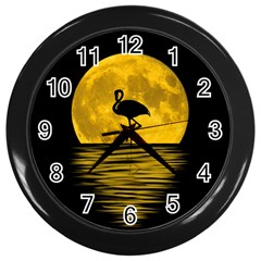 Moon Reflection Flamenco Animal Wall Clocks (black) by Simbadda