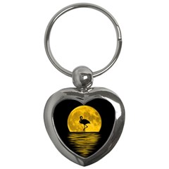 Moon Reflection Flamenco Animal Key Chains (heart)  by Simbadda