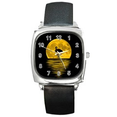 Moon Reflection Flamenco Animal Square Metal Watch by Simbadda